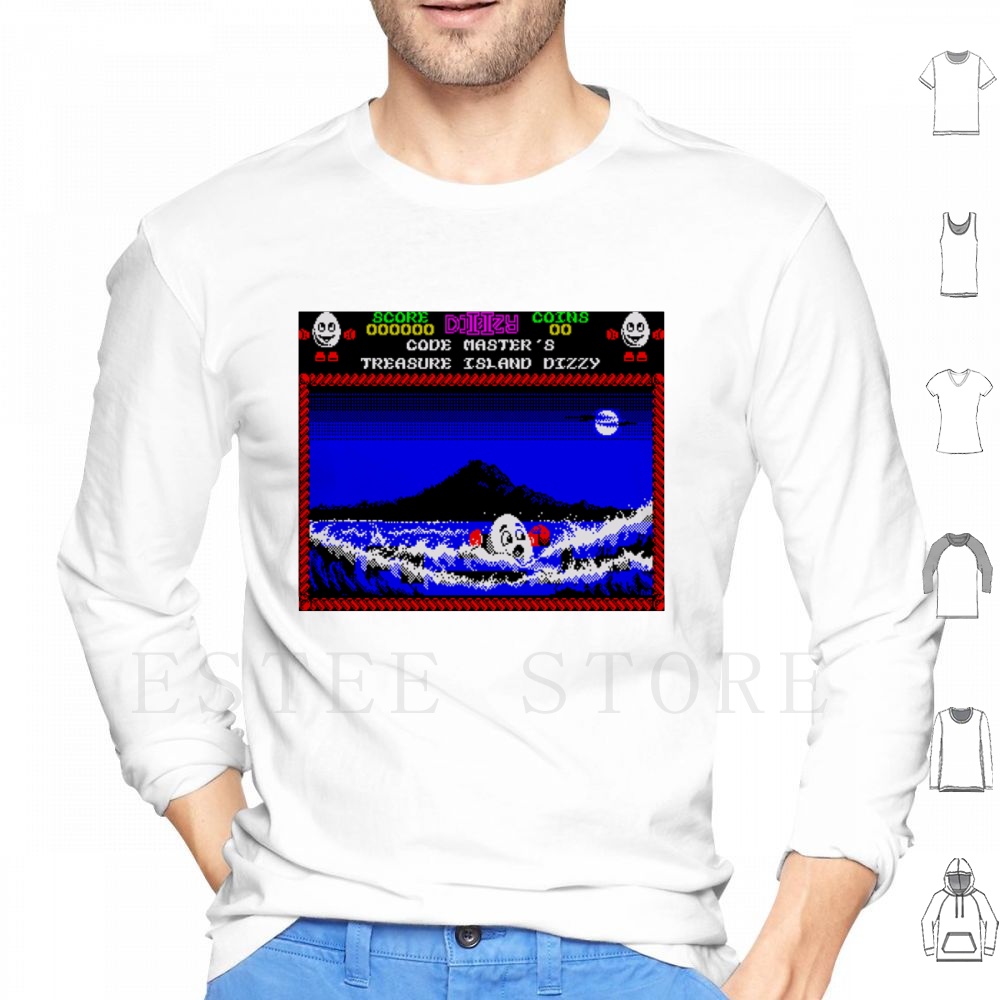 Retro Gaming Zx Spectrum - Treasure Island Dizzy Motif 후디 긴팔