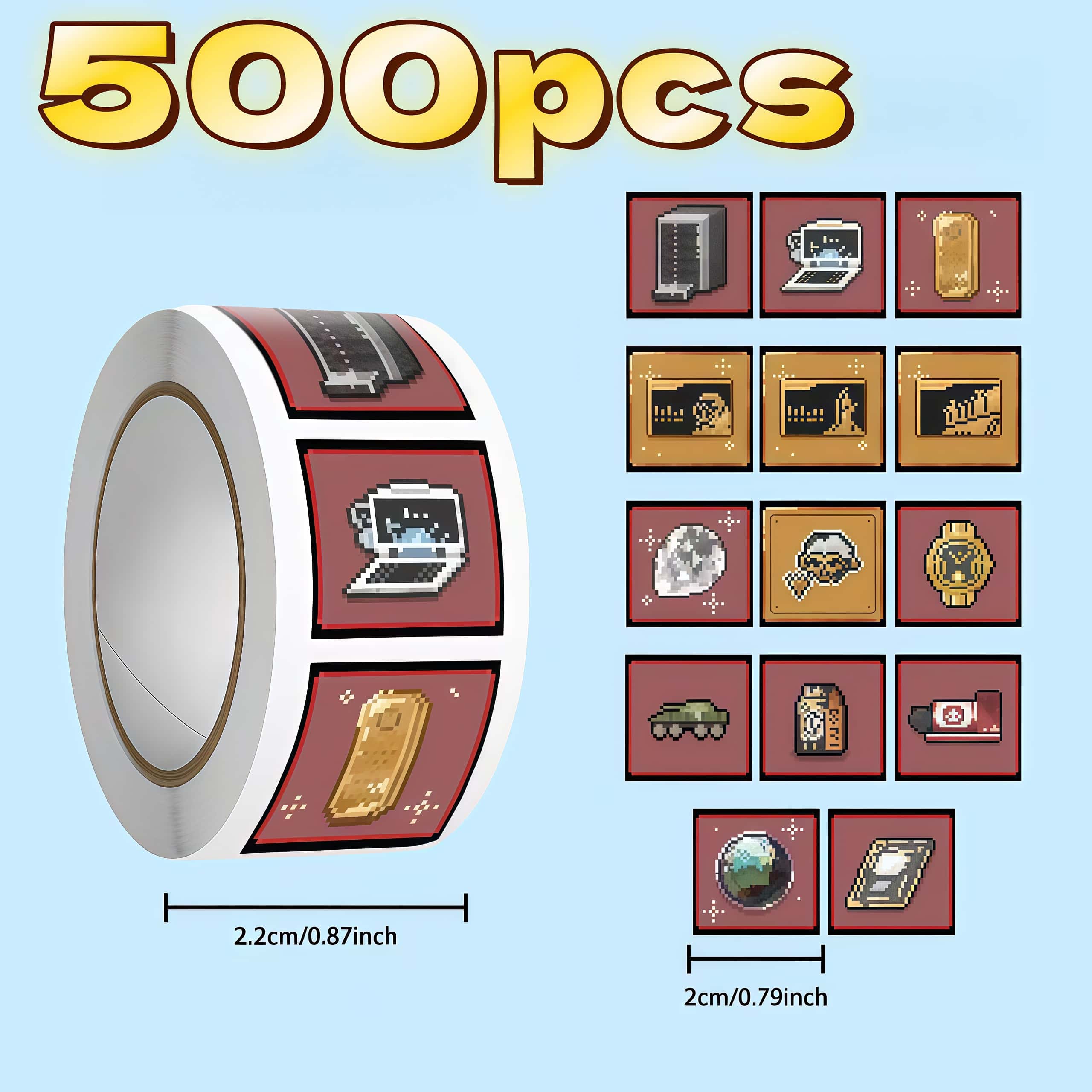 500Pcs 델타 게임 픽셀 스티커 롤, 레트로 픽셀  - Retro Gaming Bar 리뷰 및 가격